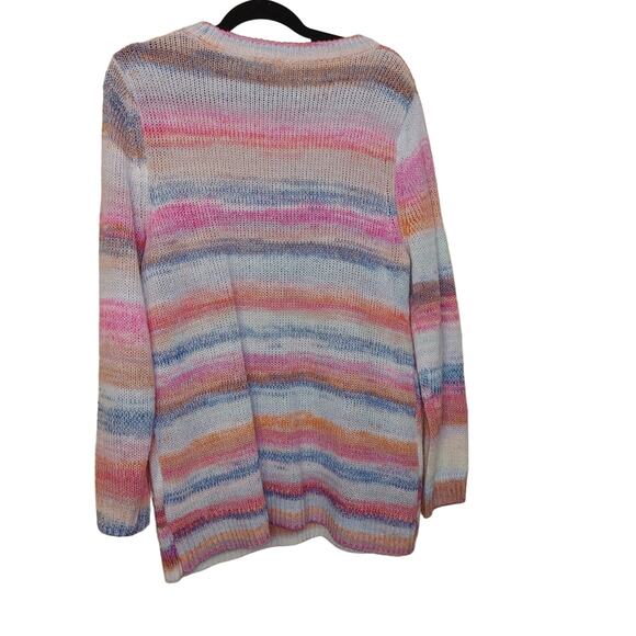 GAP Size Large Pink Striped Acrylic Nylon Sweater Soft Kawaii Pastel Purple Fuzz - Picture 2 of 9